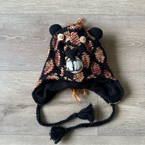 Hand Knit 100% Wool Kids Hat Made In Nepal Animal Leopard Lion
